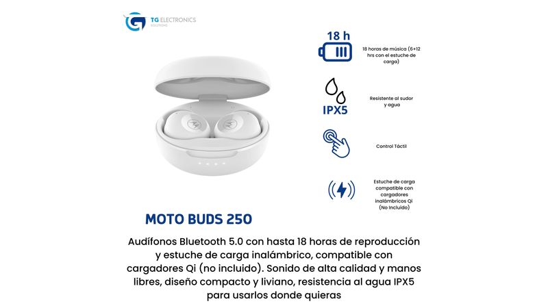 Audífonos Inalámbricos Tws Motorola Con Bluetooth Color Blanco