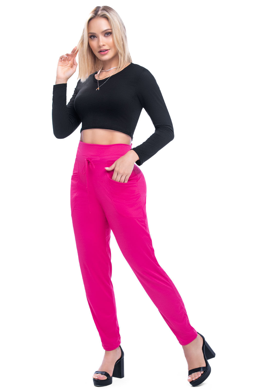Color Fucsia Mujer Pantalon Rosa Fucsia Pantalón Cargo Fucsia