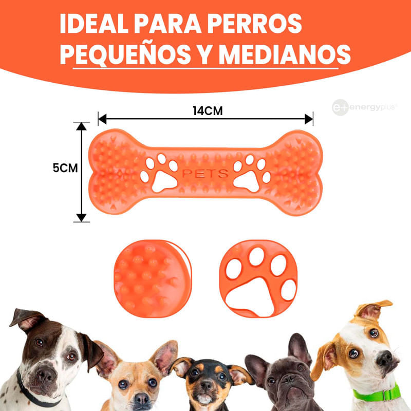 Juguete Mordedor Dental Hueso de Goma para Perros Medianos Naranja