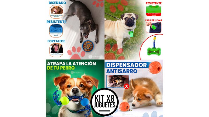Kit x8 Juguetes Interactivos para Perros: Salud y Diversión