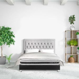 Colchón Doble con Base Cama High Plus Colchones Relax 140x190x24cm Ortopédico Resortado Firmeza Suave + 2 Almohadas + 1 Protector