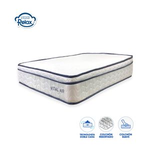 Colchón Sencillo Vital Air Colchones Relax 100x190x22cm Ortopédico Resortado Firmeza Suave