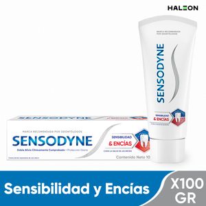 Crema Dental Sensodyne Sensibilidad y Encías, alivio de la sensibilidad dental y problemas de encías x 100 Gr