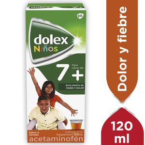 Dolex Niños Acetaminofen Alivio de la fiebre y el dolor Suspensión 7+ 120 Ml