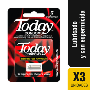 Today Condoms Lubricado y con Espermicida x3 Unds