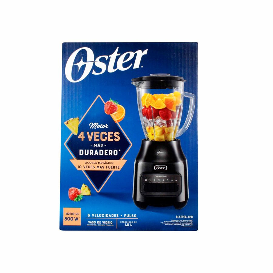 Licuadora Oster® con vaso de vidrio y 6 velocidades más pulso BLSTPEG-BPB -  Oster