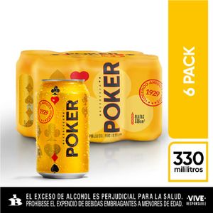 Cerveza Poker Lata 330 Ml X6 Unds