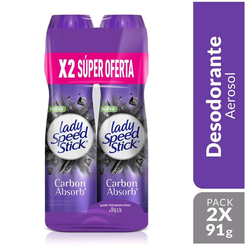 DEO LADY SPEED STICK SPRAY CARBON 91g X2 Olímpica