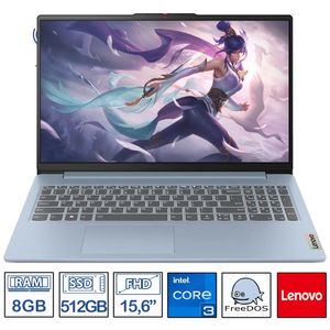 Computador Portatil Lenovo 15,6" Intel Core i3-12ava Ram 8GB 512GB SSD -Azul