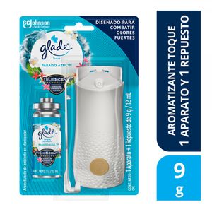 Ambientador Glade Toque Paraiso Azul Unidad + 1 repuesto 9g