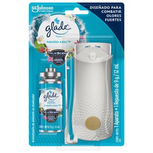 Ambientador Glade Toque Paraiso Azul Unidad + 1 repuesto 9g