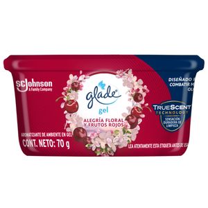 Ambientador Glade en Gel Lata Alegria Floral y Frutos Rojos 70gr