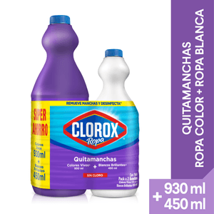 Quita Manchas Clorox Colores Vivos 930 Ml + Quitamanchas Blancos Brillantes 450 ml