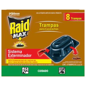 Insecticida Raid Max Trampas para Cucarachas 8 piezas