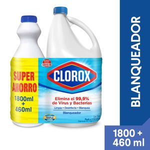 Blanqueador Clorox Original 1800 Ml+Blanqueador Original 460 ml