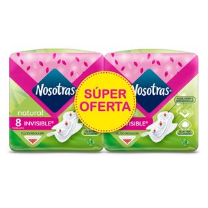 Toalla Higiénica Nosotras Natural Invisible X8 Unds X2 Paquetes