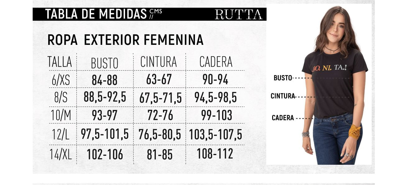 Colombia Tabla De Medidas Blusa Mujer Tejido Plano Tabla De