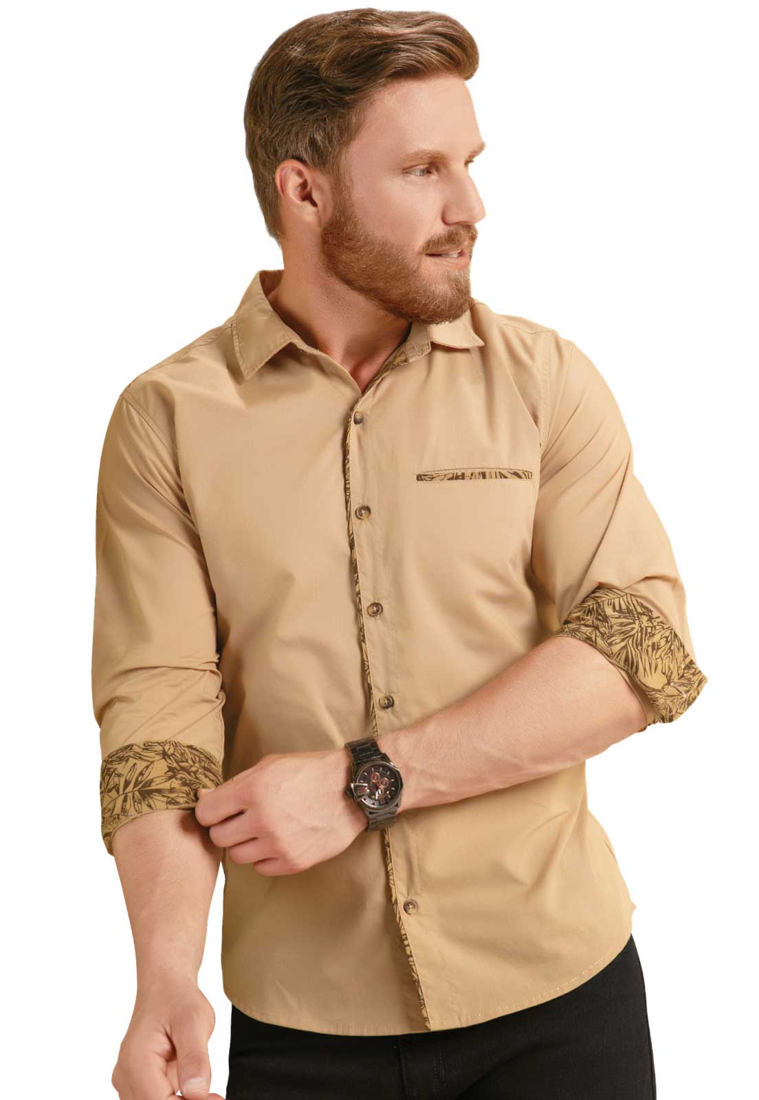 Camisa Hombre Beige Mp 89193