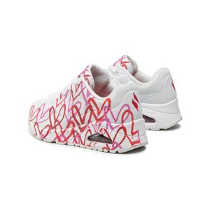 Tenis Skechers Uno Spread The Love Color Blanco Rojo rosa