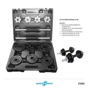 Kit De Mancuernas 12Kg Ha-8600-12Kg-Abs Sportfitness  Negro