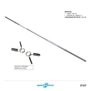 Barra Recta Lisa 1Pul (180Cm) Rb-72 Sportfitness