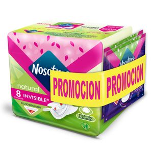 Toalla Higiénica Nosotras Natural Invisible X8 Unds + Toalla X2 Unds