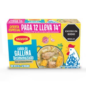 Caldo de Gallina MAGGI Desmenuzado paga 12 lleva 14 sobres x 126g