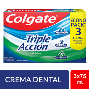 Crema Dental Colgate Triple Acción 75 Ml X3 Unds