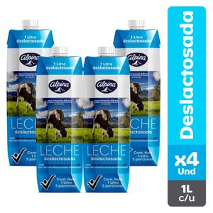 Leche Alpina Uht Deslactosada 1 Lt X4 Unds