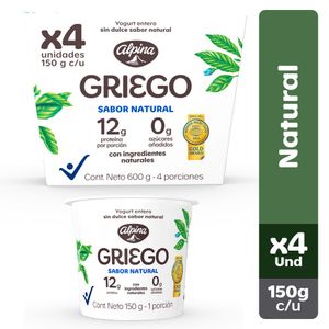 Yogurt Alpina Griego Natural 150 G X4 Unda