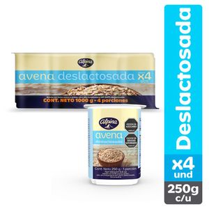Avena Alpina Deslactosada 250 G X4 Unds