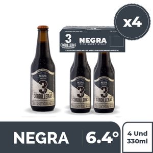 Cerveza 3 Cordilleras Negra 330 Ml X4 Unds