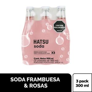 Soda Hatsu Frambuesas & Rosas 300 Ml X 3 Unds