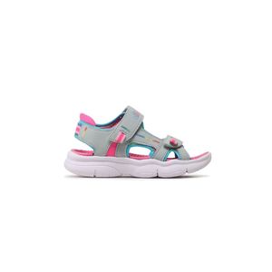 Sandalias Skechers Flex Splash Girls Grade Color Gris Blanco Fucsia Azul