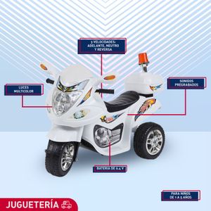 Trimoto Electrica Montable  1-5 Años Luces Musica Blanco