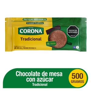 Chocolate de Mesa Corona Pastilla 500 G X16 Unds