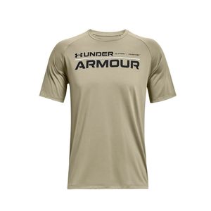 Camiseta Under Armour Tech 2.0 Wordmark Color Beige Negro  Hombre