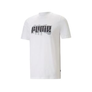 Camiseta Puma Graphics Wording Tee Hombre Color Blanco Negro Gris