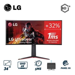 Monitor LG 34 Pulgadas 34GP63A Gaming UltraGear Curvo VA 2K 5MS 160Hz