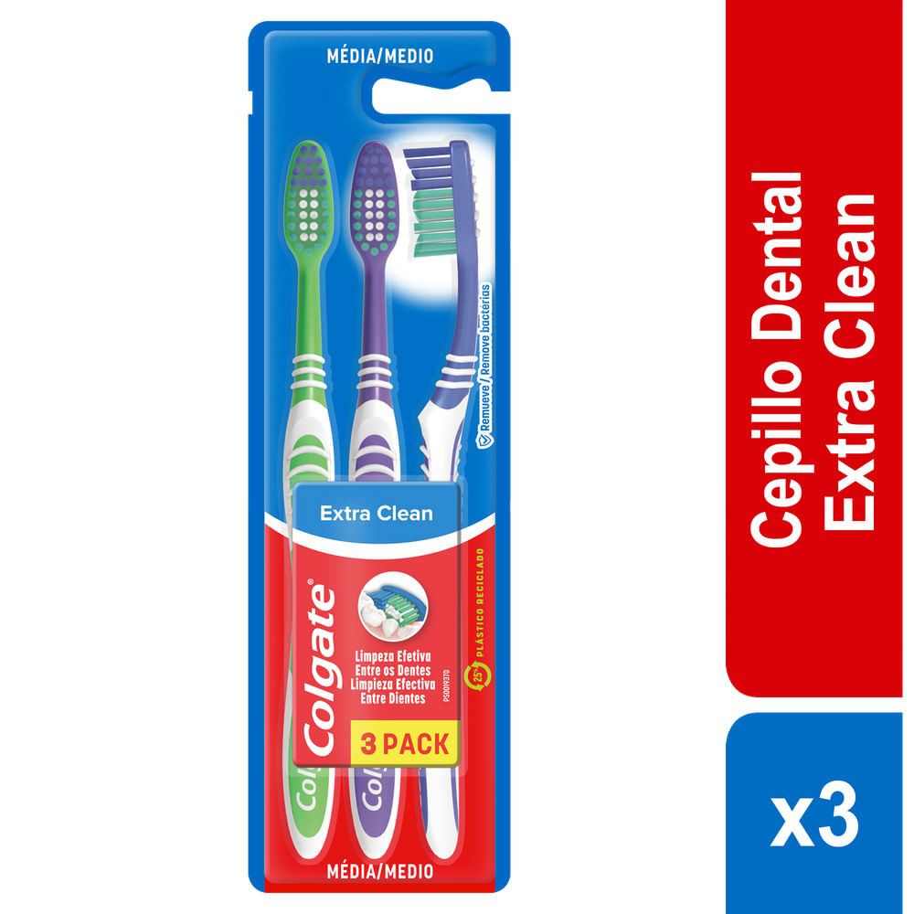 Ahorra en Cepillo de Dientes Medio Colgate Extra Clean x3 Olímpica