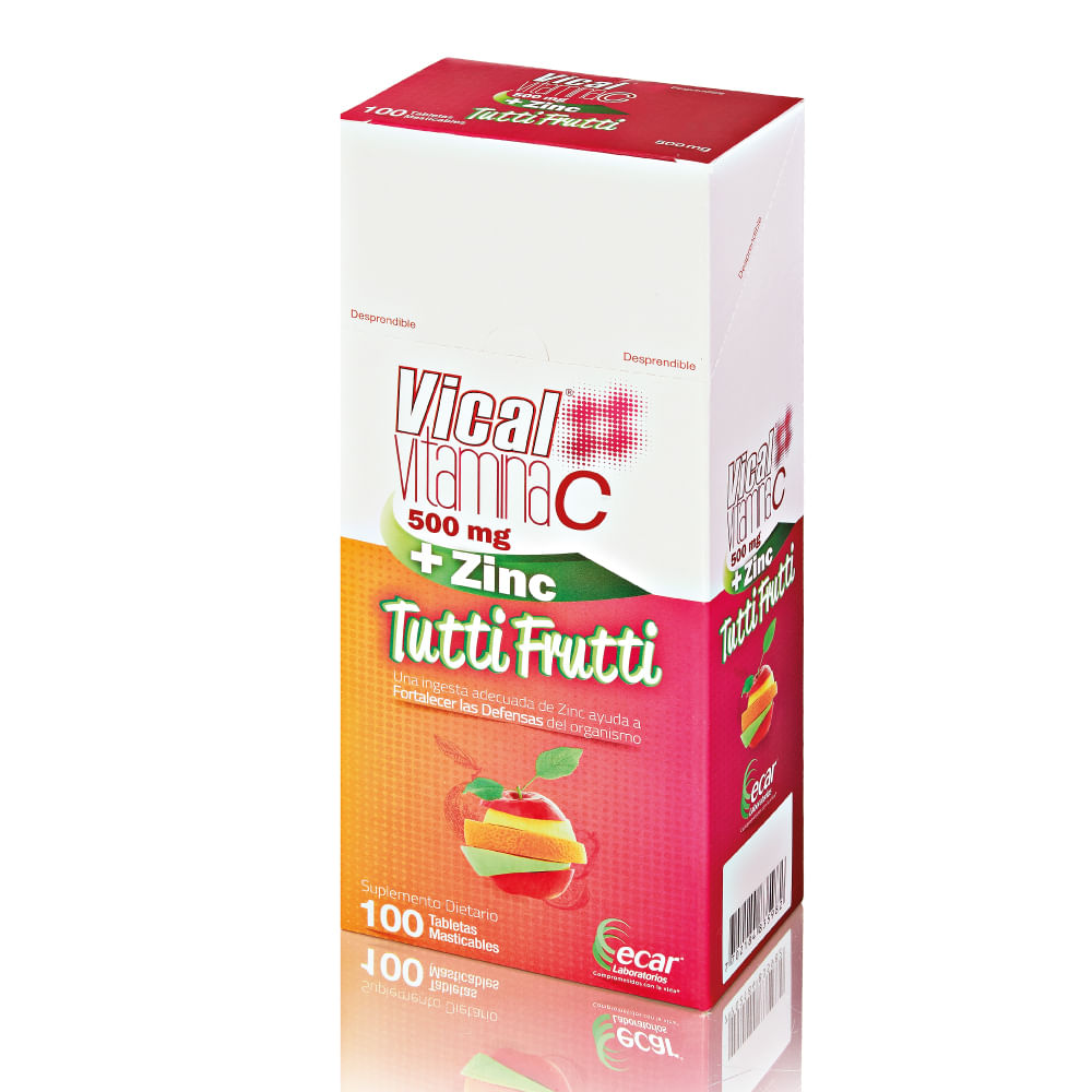 VICAL + ZINC TUTTI FRUTTI CAJA X 100 TABLETA