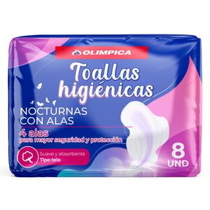 Toalla Higiénica Olimpica Nocturna Cubierta Tela X8 Unds