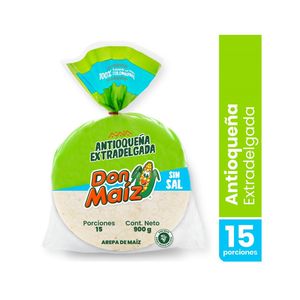 Arepa Don Maíz Antioqueña Delgadas sin Sal X15 Unds