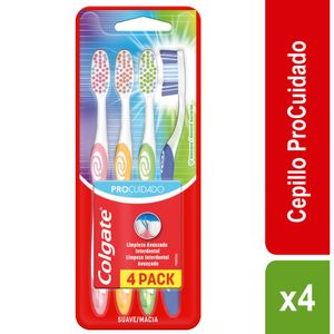 Cepillo de Dientes Suave Colgate Pro Cuidado X4 Unds