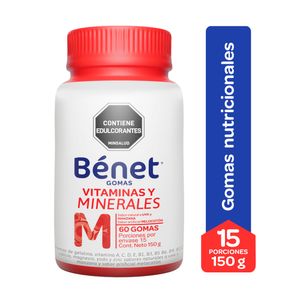 Vitaminas Y Minerales Sin Azúcar Benet Frasco X 60 Gomas