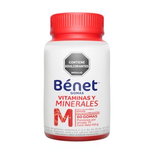 Vitaminas Y Minerales Sin Azúcar Benet Frasco X 60 Gomas