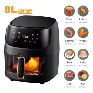 Eléctrica 8l freidora de aire sin aceite horno visua 2400w color negro