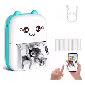 Mini Impresora Térmica Bluetooth Inalámbrica Portátil Azul