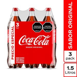 Gaseosa Coca Cola Original 1,5 Lt X3 Unds