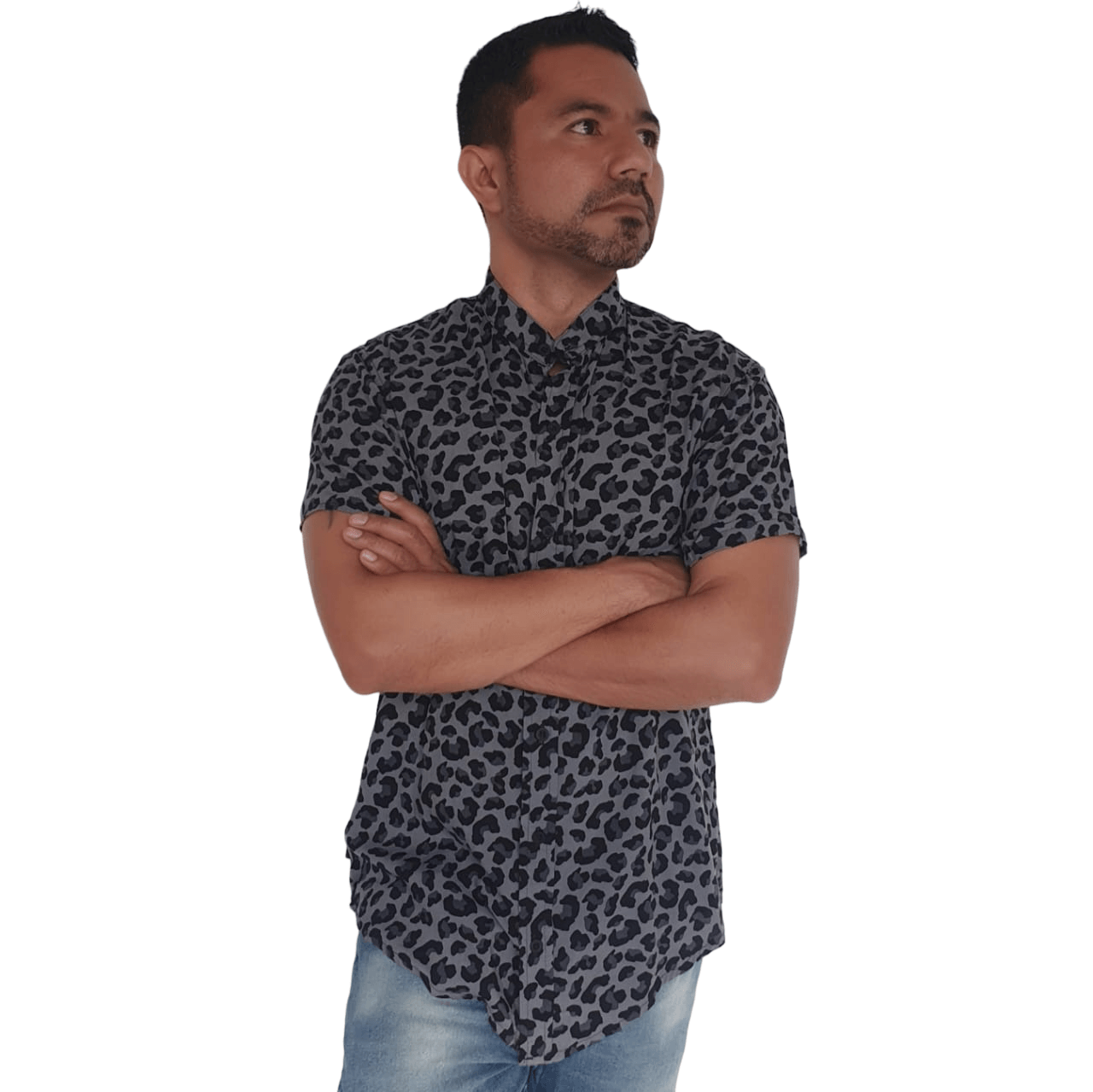 Camisa para Hombre GO Bzr en Chalis Animal Print con Manga Corta Olimpica